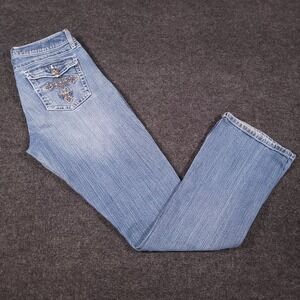 Rock 47 by‎ Wrangler Women Bootcut Jeans Size 5/6 x 34 Medium Wash Bling Pockets